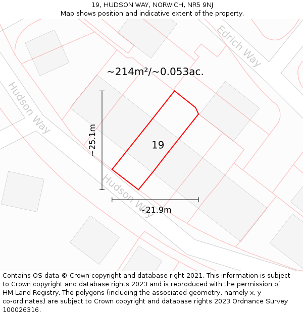 19, HUDSON WAY, NORWICH, NR5 9NJ: Plot and title map