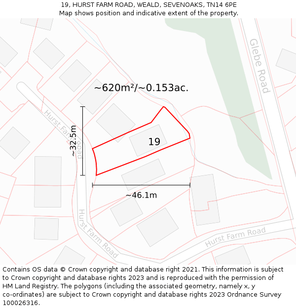 19, HURST FARM ROAD, WEALD, SEVENOAKS, TN14 6PE: Plot and title map