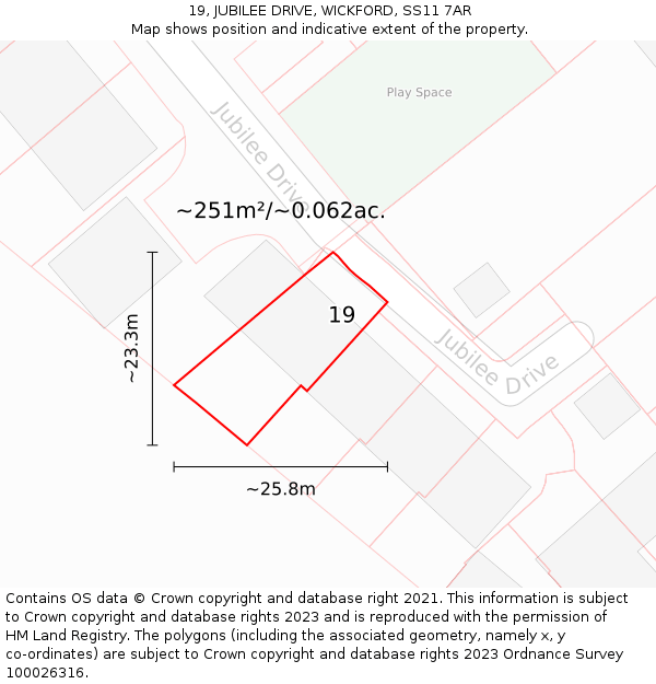 19, JUBILEE DRIVE, WICKFORD, SS11 7AR: Plot and title map
