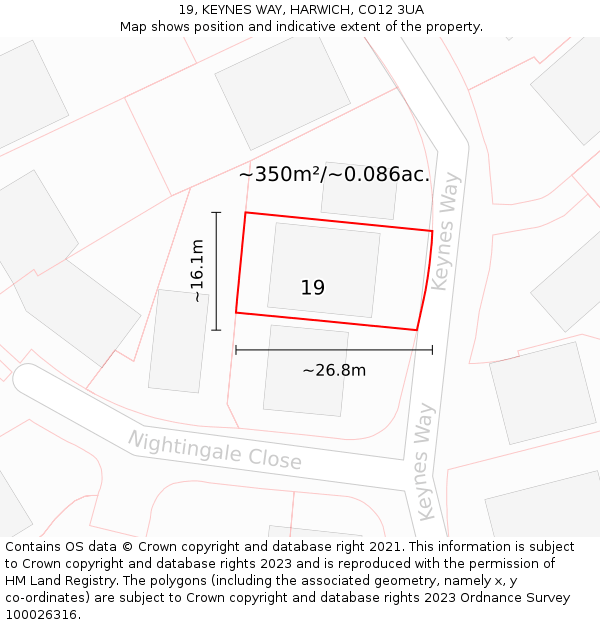 19, KEYNES WAY, HARWICH, CO12 3UA: Plot and title map