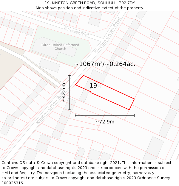 19, KINETON GREEN ROAD, SOLIHULL, B92 7DY: Plot and title map