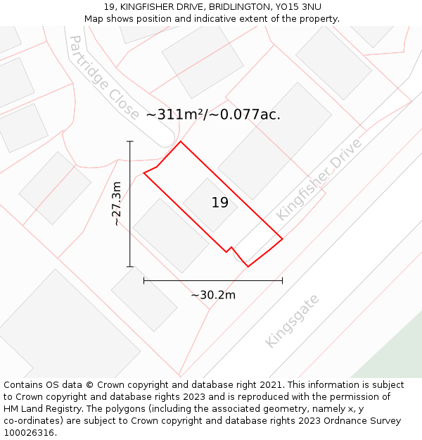 19, KINGFISHER DRIVE, BRIDLINGTON, YO15 3NU: Plot and title map