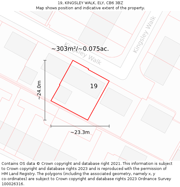 19, KINGSLEY WALK, ELY, CB6 3BZ: Plot and title map