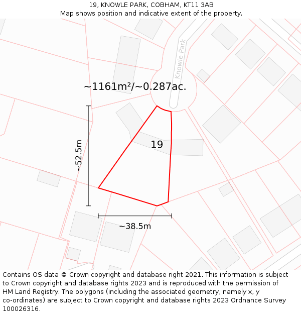 19, KNOWLE PARK, COBHAM, KT11 3AB: Plot and title map