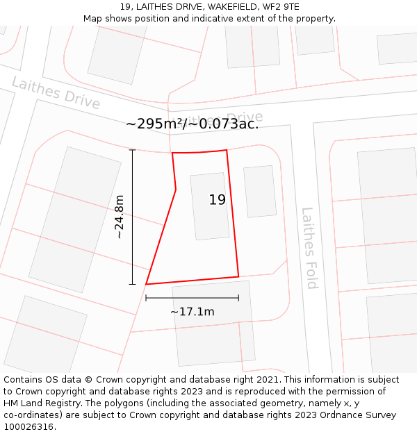 19, LAITHES DRIVE, WAKEFIELD, WF2 9TE: Plot and title map