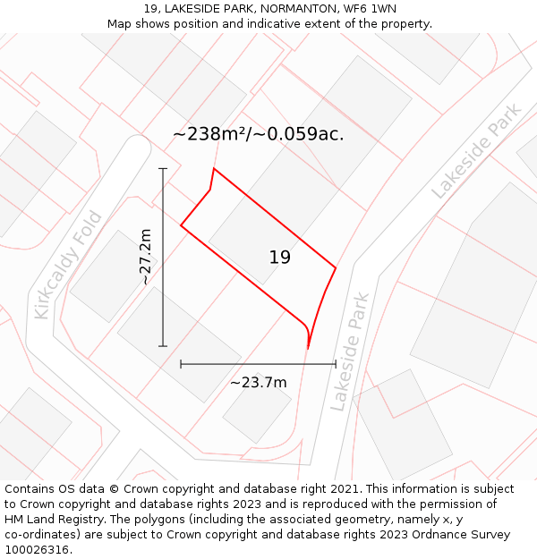 19, LAKESIDE PARK, NORMANTON, WF6 1WN: Plot and title map