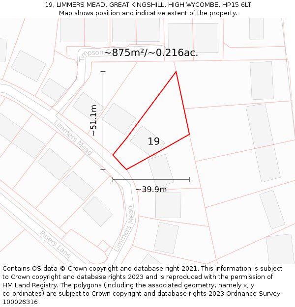 19, LIMMERS MEAD, GREAT KINGSHILL, HIGH WYCOMBE, HP15 6LT: Plot and title map