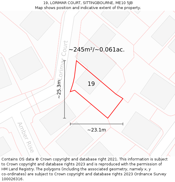 19, LORIMAR COURT, SITTINGBOURNE, ME10 5JB: Plot and title map