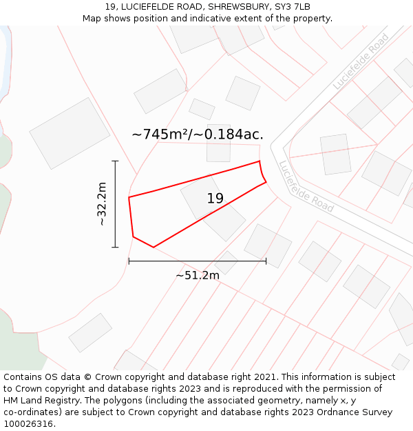 19, LUCIEFELDE ROAD, SHREWSBURY, SY3 7LB: Plot and title map