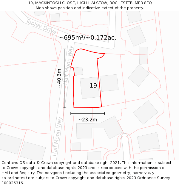 19, MACKINTOSH CLOSE, HIGH HALSTOW, ROCHESTER, ME3 8EQ: Plot and title map