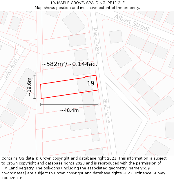 19, MAPLE GROVE, SPALDING, PE11 2LE: Plot and title map