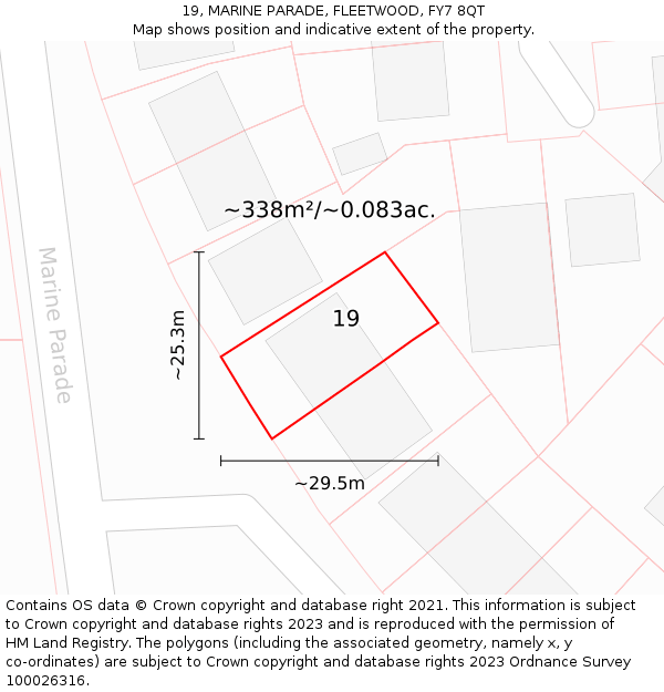 19, MARINE PARADE, FLEETWOOD, FY7 8QT: Plot and title map