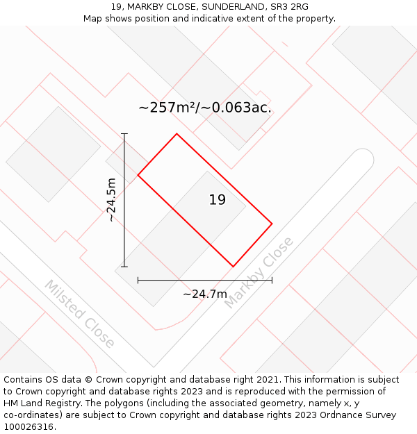 19, MARKBY CLOSE, SUNDERLAND, SR3 2RG: Plot and title map
