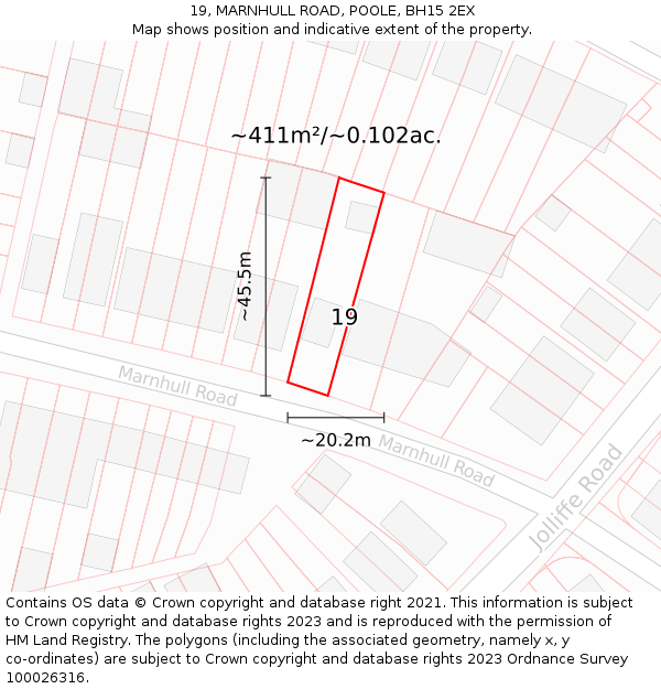 19, MARNHULL ROAD, POOLE, BH15 2EX: Plot and title map