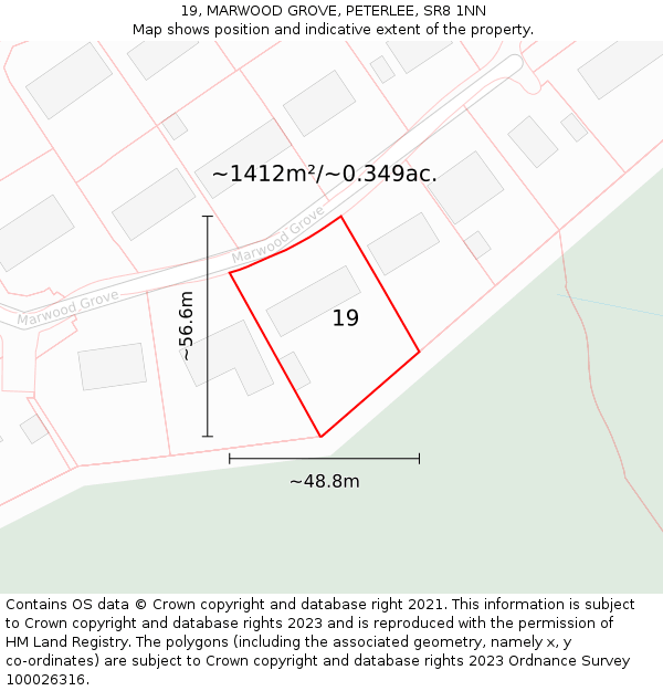 19, MARWOOD GROVE, PETERLEE, SR8 1NN: Plot and title map