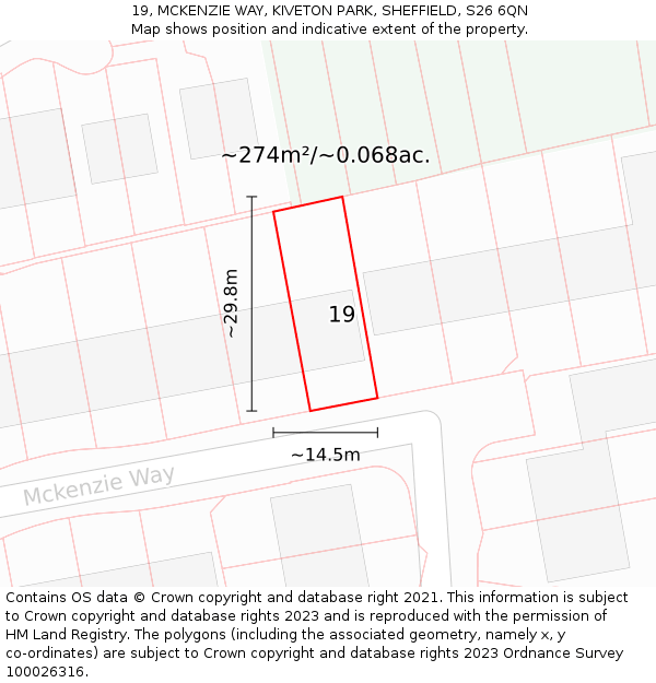 19, MCKENZIE WAY, KIVETON PARK, SHEFFIELD, S26 6QN: Plot and title map