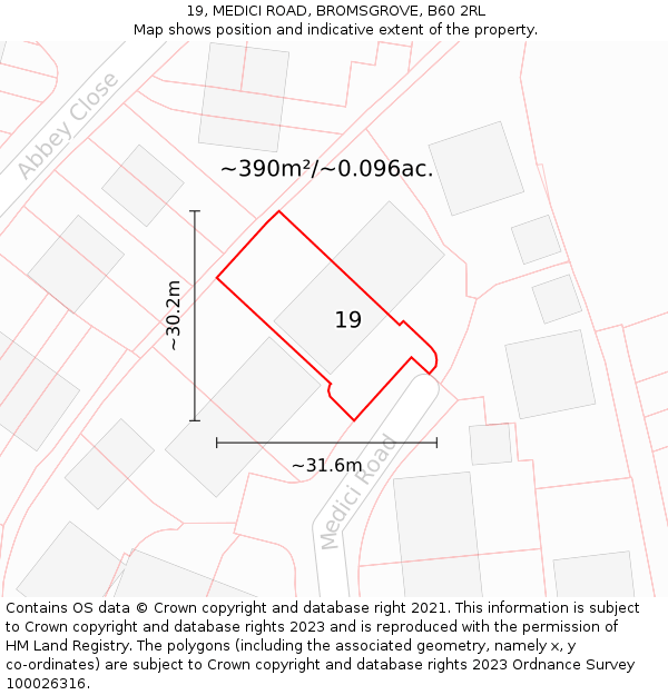 19, MEDICI ROAD, BROMSGROVE, B60 2RL: Plot and title map