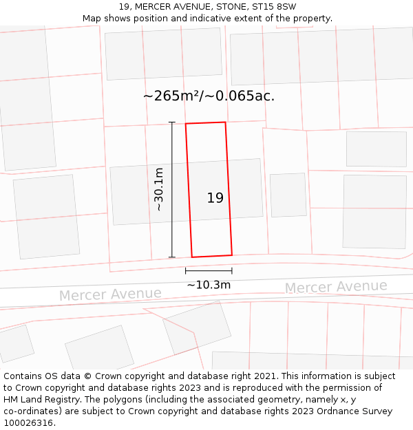 19, MERCER AVENUE, STONE, ST15 8SW: Plot and title map