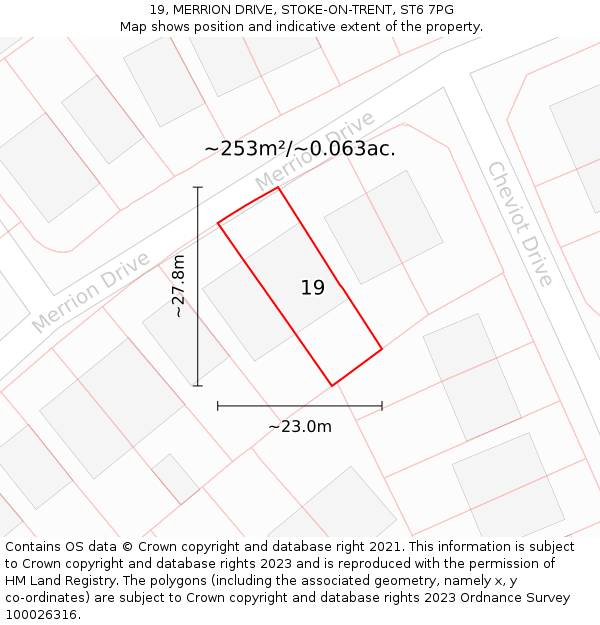 19, MERRION DRIVE, STOKE-ON-TRENT, ST6 7PG: Plot and title map