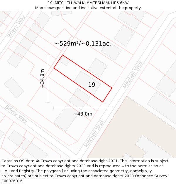 19, MITCHELL WALK, AMERSHAM, HP6 6NW: Plot and title map