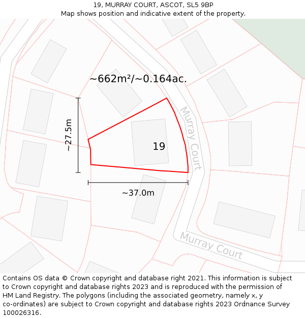 19, MURRAY COURT, ASCOT, SL5 9BP: Plot and title map