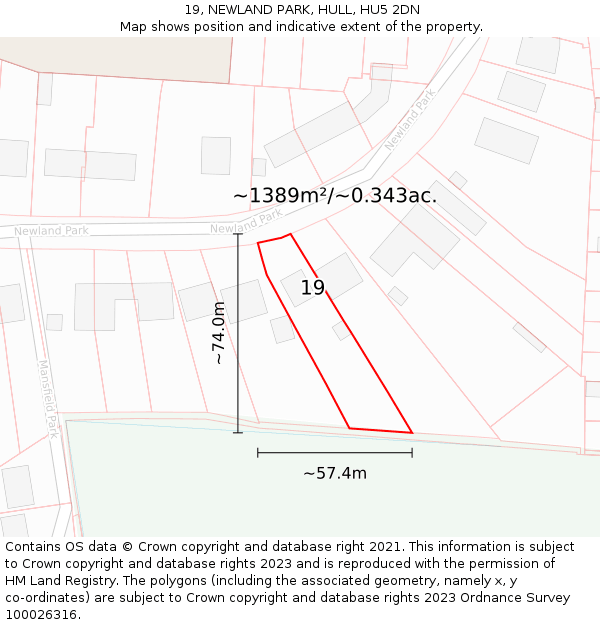 19, NEWLAND PARK, HULL, HU5 2DN: Plot and title map