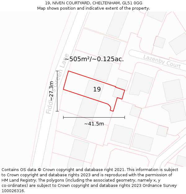 19, NIVEN COURTYARD, CHELTENHAM, GL51 0GG: Plot and title map