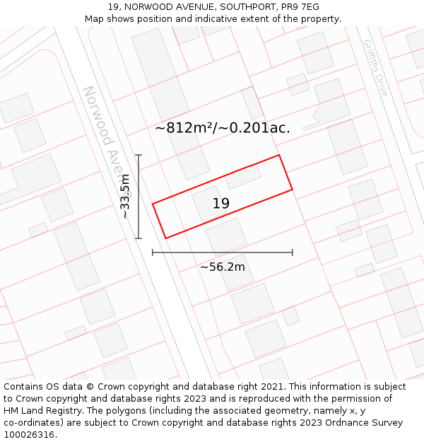 19, NORWOOD AVENUE, SOUTHPORT, PR9 7EG: Plot and title map