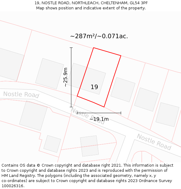 19, NOSTLE ROAD, NORTHLEACH, CHELTENHAM, GL54 3PF: Plot and title map