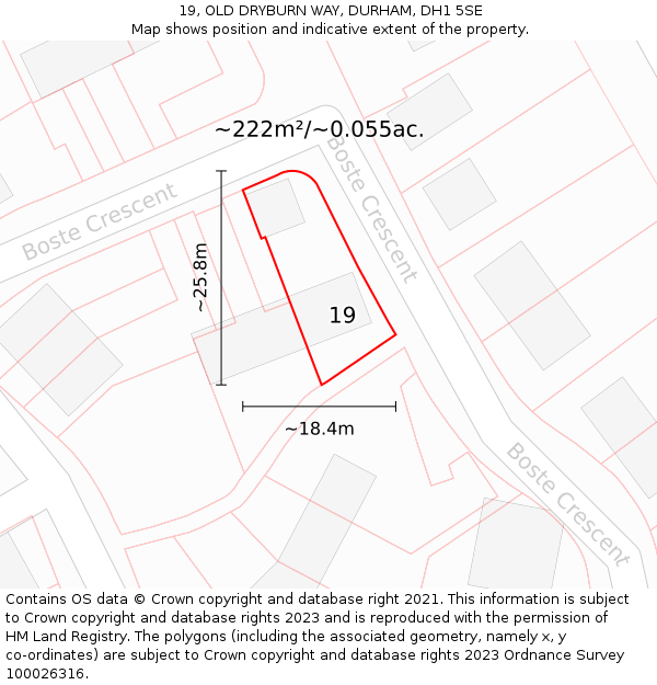 19, OLD DRYBURN WAY, DURHAM, DH1 5SE: Plot and title map
