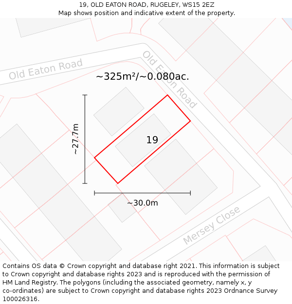 19, OLD EATON ROAD, RUGELEY, WS15 2EZ: Plot and title map