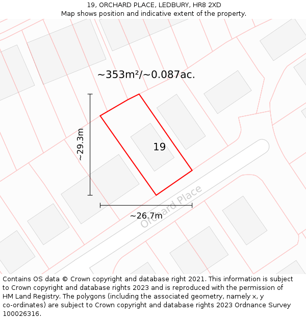 19, ORCHARD PLACE, LEDBURY, HR8 2XD: Plot and title map