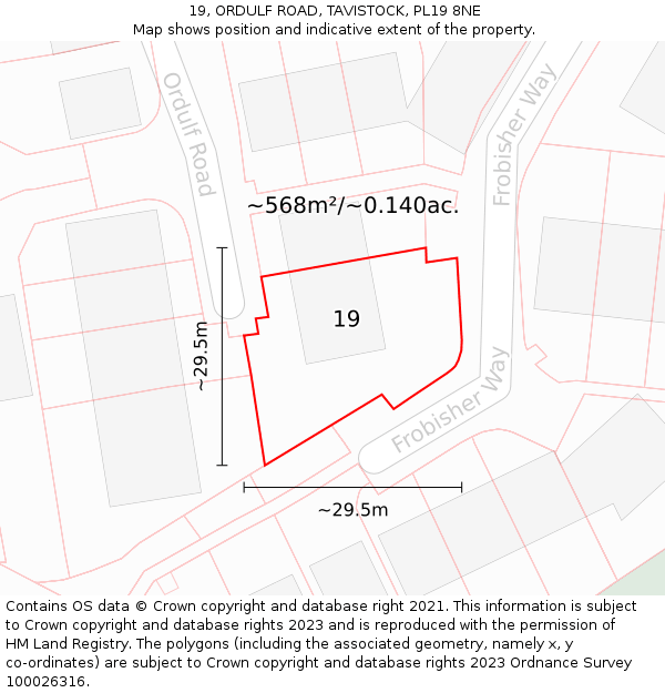19, ORDULF ROAD, TAVISTOCK, PL19 8NE: Plot and title map