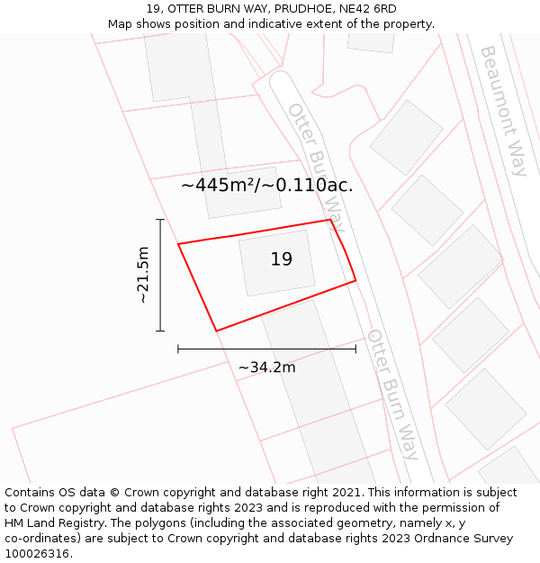 19, OTTER BURN WAY, PRUDHOE, NE42 6RD: Plot and title map