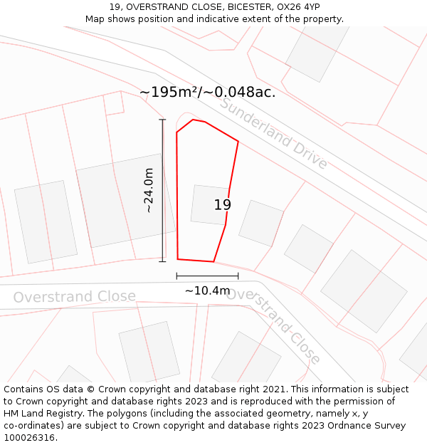 19, OVERSTRAND CLOSE, BICESTER, OX26 4YP: Plot and title map