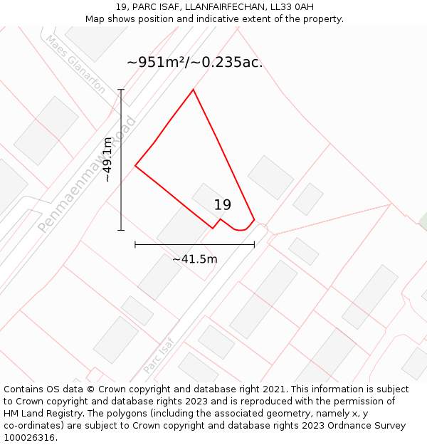 19, PARC ISAF, LLANFAIRFECHAN, LL33 0AH: Plot and title map