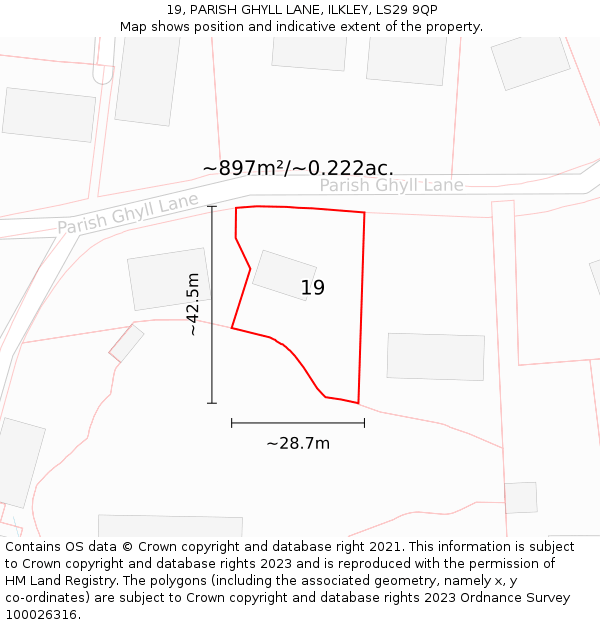19, PARISH GHYLL LANE, ILKLEY, LS29 9QP: Plot and title map