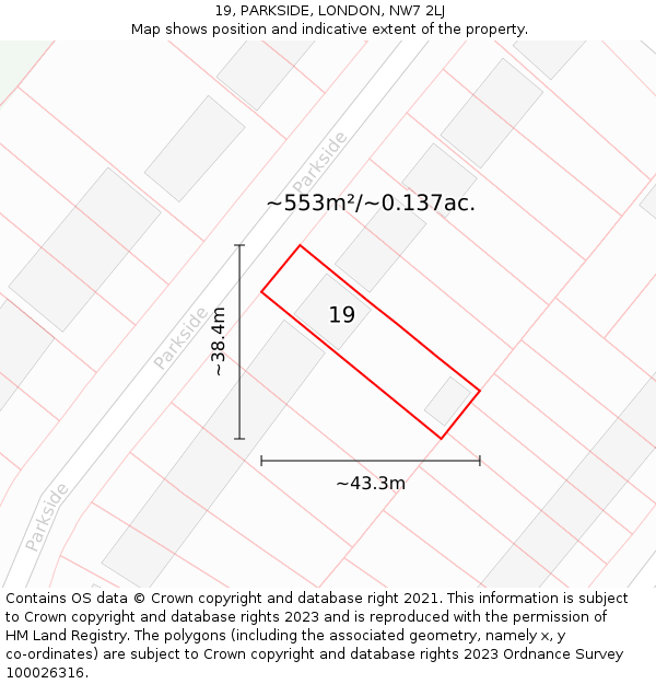 19, PARKSIDE, LONDON, NW7 2LJ: Plot and title map