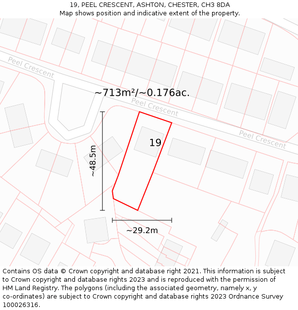 19, PEEL CRESCENT, ASHTON, CHESTER, CH3 8DA: Plot and title map