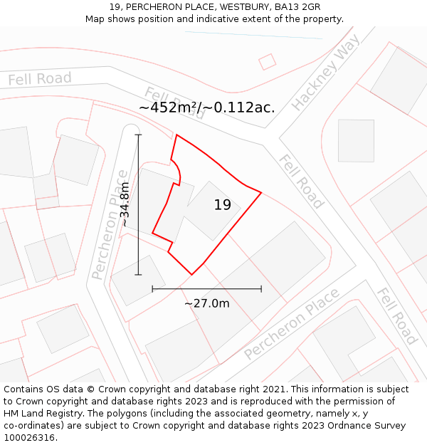 19, PERCHERON PLACE, WESTBURY, BA13 2GR: Plot and title map