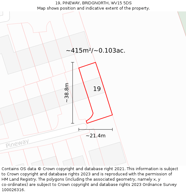 19, PINEWAY, BRIDGNORTH, WV15 5DS: Plot and title map