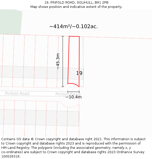 19, PINFOLD ROAD, SOLIHULL, B91 2PB: Plot and title map