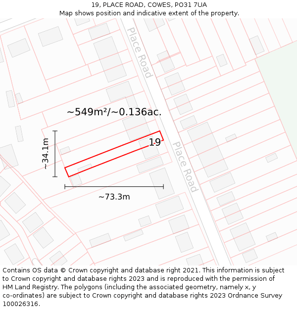 19, PLACE ROAD, COWES, PO31 7UA: Plot and title map