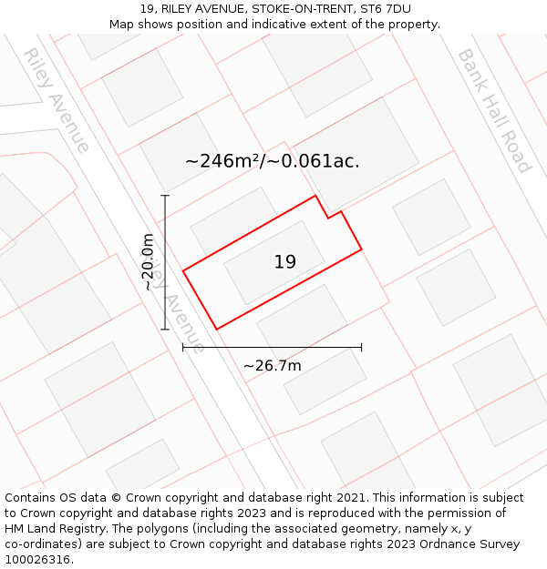 19, RILEY AVENUE, STOKE-ON-TRENT, ST6 7DU: Plot and title map