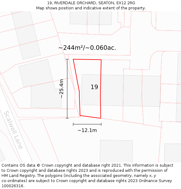 19, RIVERDALE ORCHARD, SEATON, EX12 2RG: Plot and title map