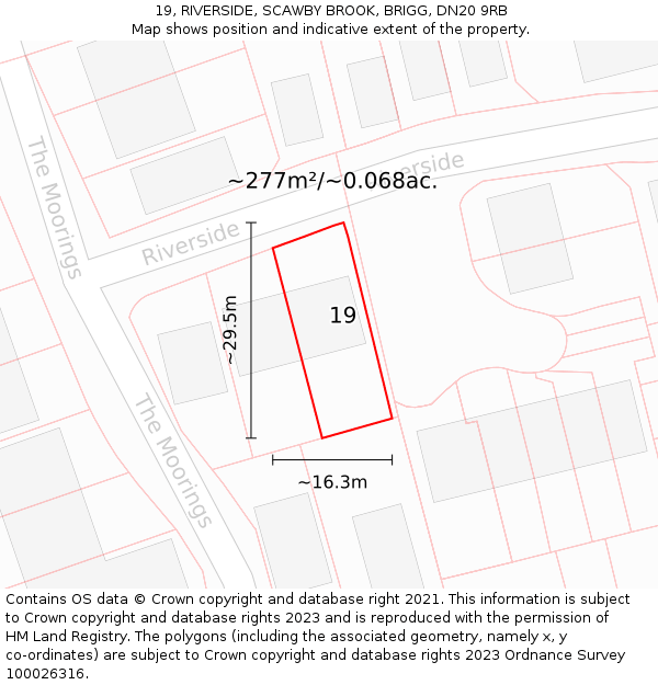 19, RIVERSIDE, SCAWBY BROOK, BRIGG, DN20 9RB: Plot and title map