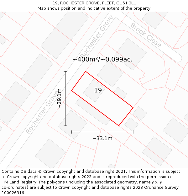 19, ROCHESTER GROVE, FLEET, GU51 3LU: Plot and title map