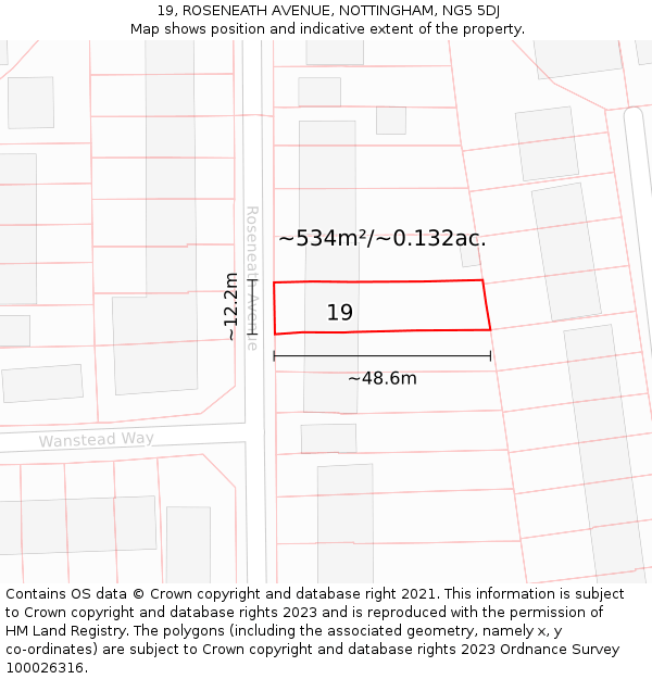 19, ROSENEATH AVENUE, NOTTINGHAM, NG5 5DJ: Plot and title map