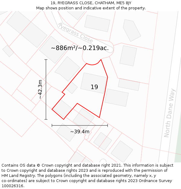 19, RYEGRASS CLOSE, CHATHAM, ME5 8JY: Plot and title map