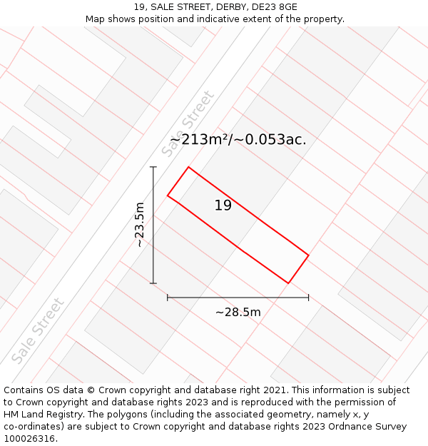 19, SALE STREET, DERBY, DE23 8GE: Plot and title map